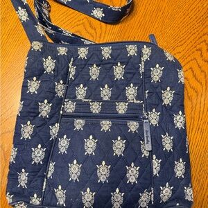 Vera Bradley Navy Turtle Pattern Crossbody Bag with Matching Wallet